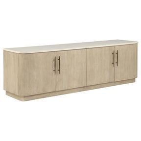 Lucaire Honed Cream And Sandstone 4-Door Tv Stand For Tvs Up To 77 Inches