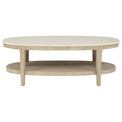 Lucaire Honed Cream And Sandstone Oval Cultured Marble Top Coffee Table - Ornate Home