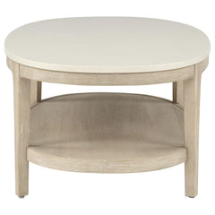 Lucaire Honed Cream And Sandstone Oval Cultured Marble Top Coffee Table - Ornate Home