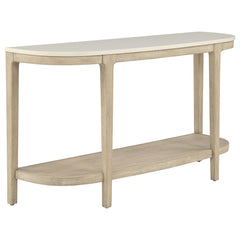 Lucaire Honed Cream And Sandstone Oval Cultured Marble Top Console Table
