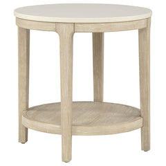Lucaire Honed Cream And Sandstone Round Cultured Marble Top End Table