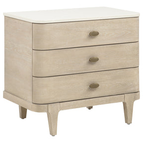 Lucaire Sandstone 3-drawer Nightstand Bedside Table - Ornate Home
