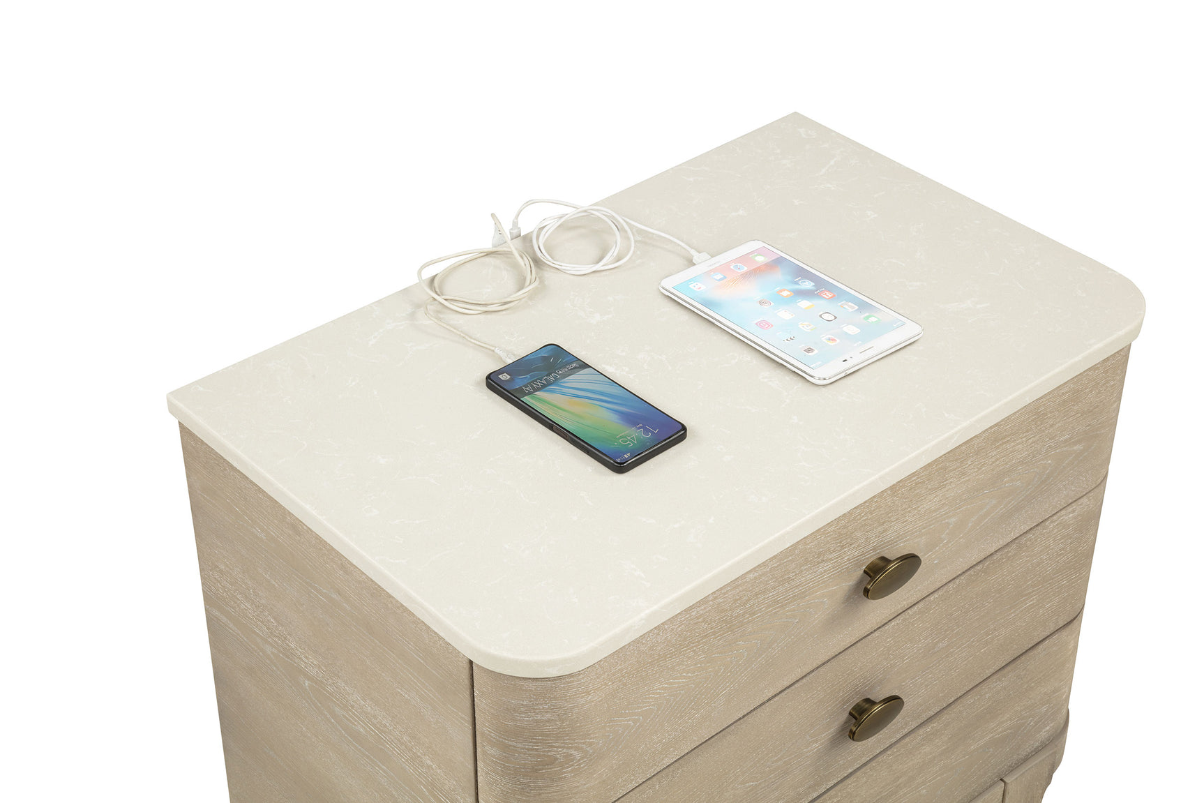 Lucaire Sandstone 3-drawer Nightstand Bedside Table - Ornate Home