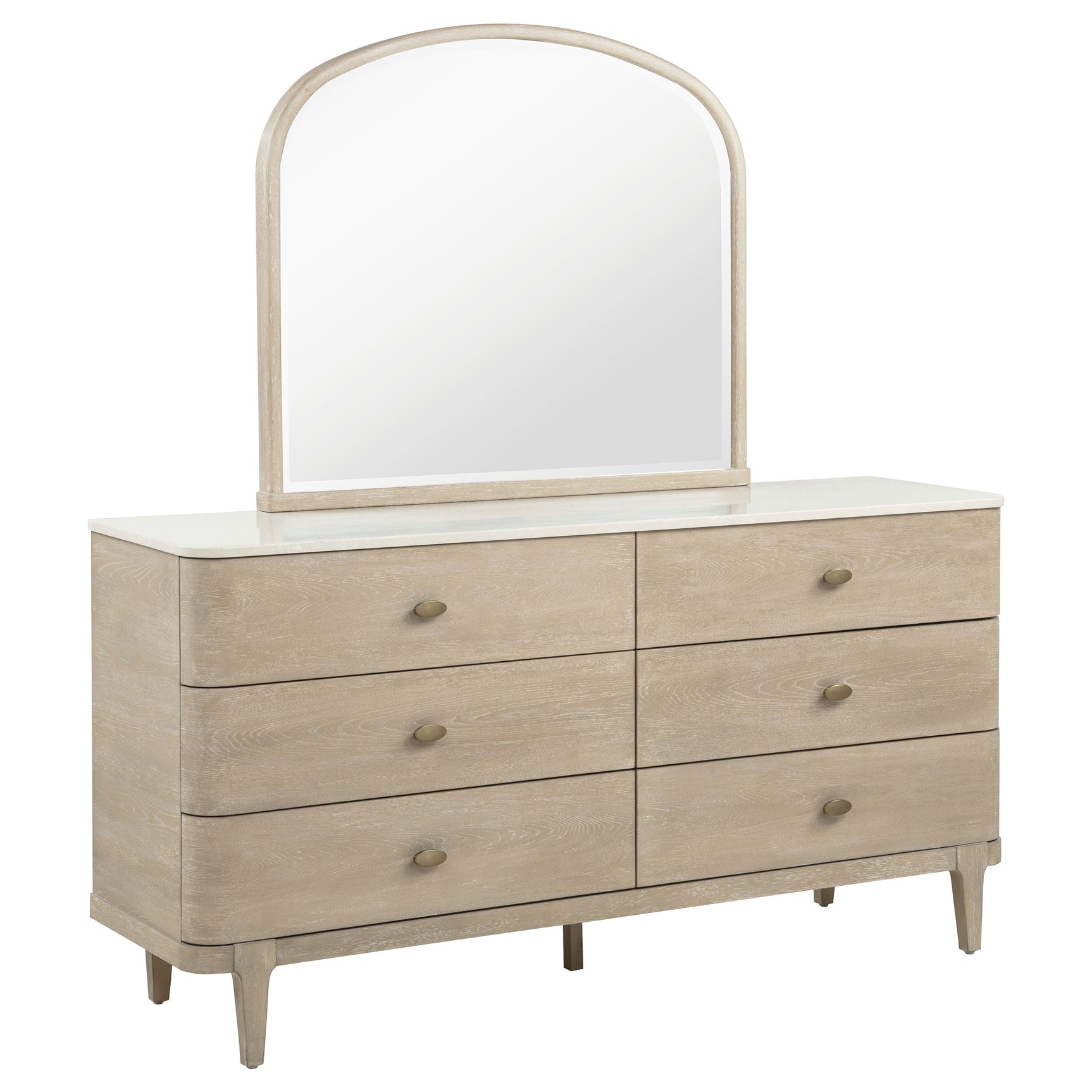 Lucaire Sandstone 6-drawer Dresser Cabinet With Mirror - Ornate Home