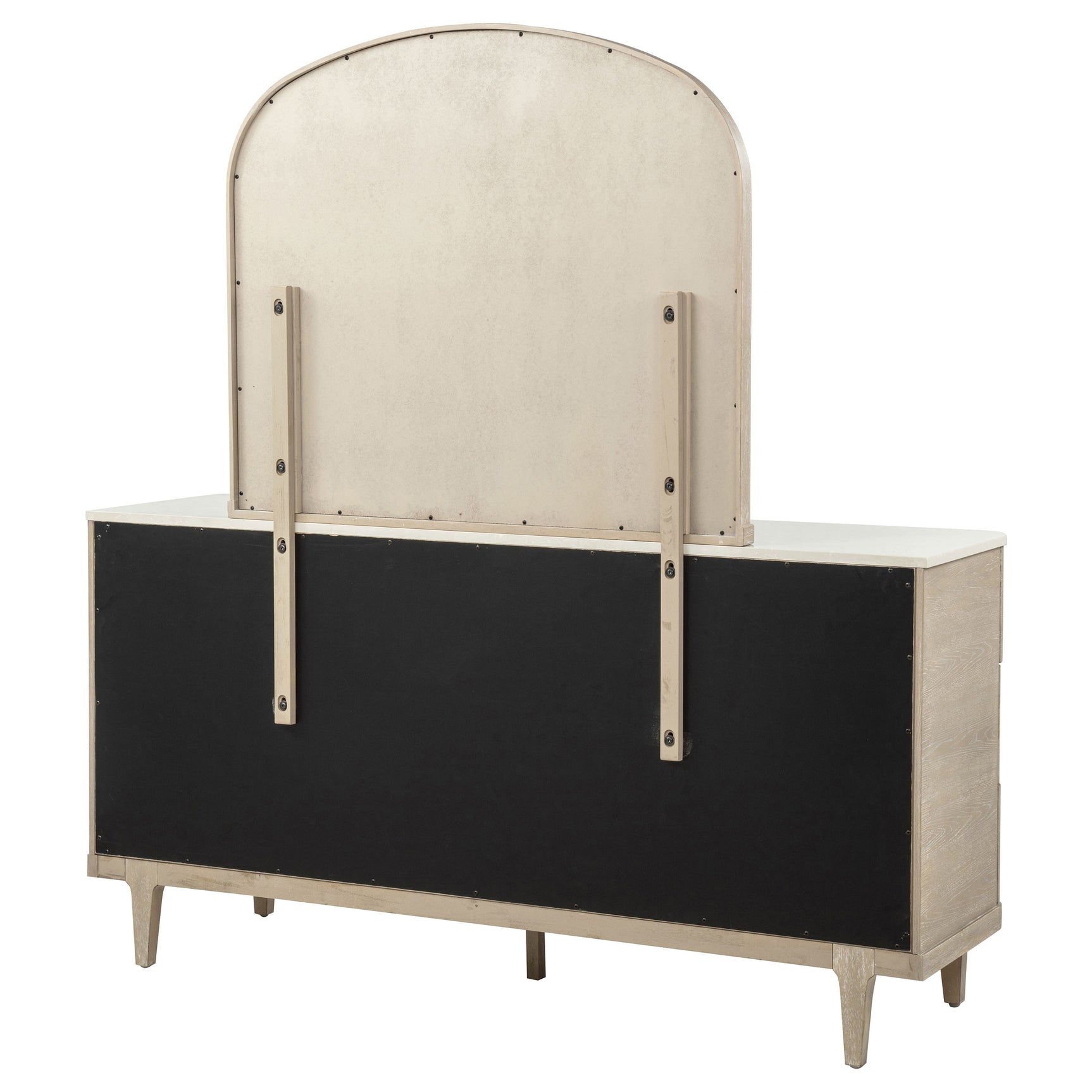 Lucaire Sandstone 6-drawer Dresser Cabinet With Mirror - Ornate Home