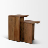 Lucan Mid-Dark Brown Reclaimed Wood Side Tables - Ornate Home