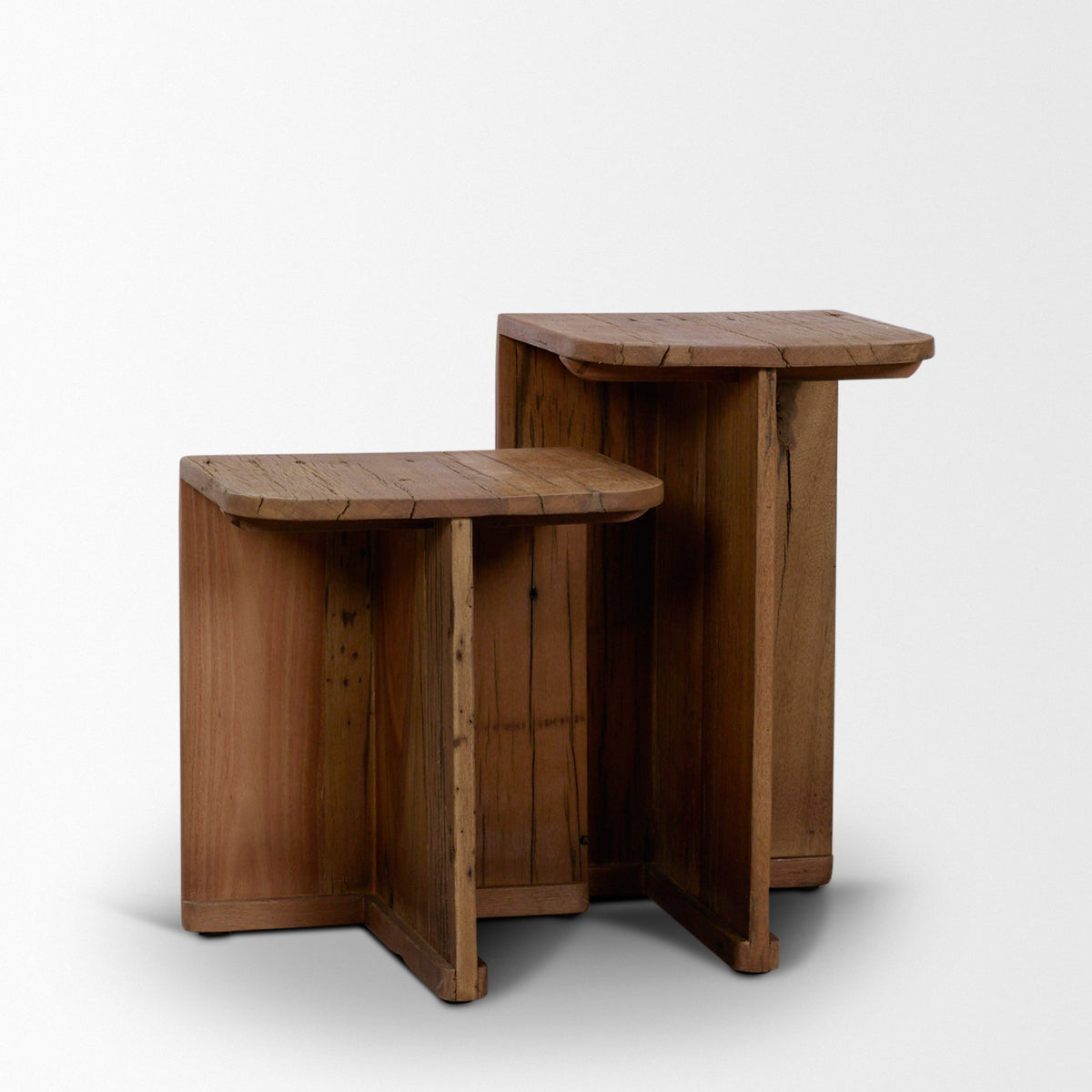 Lucan Mid-Dark Brown Reclaimed Wood Side Tables - Ornate Home