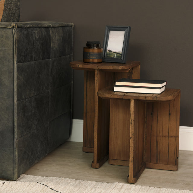 Lucan Mid-Dark Brown Reclaimed Wood Side Tables - Ornate Home