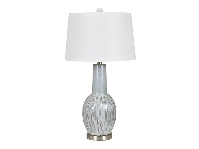 Lucas Gray/Silver/White Table Lamp (Set of 2) - Ornate Home