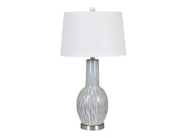 Lucas Gray/Silver/White Table Lamp (Set of 2) - Ornate Home
