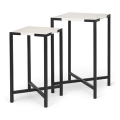 Lucas White/Black Marble Accent Tables (Set of 2) - Ornate Home