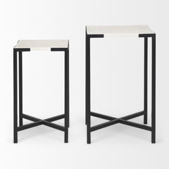 Lucas White/Black Marble Accent Tables (Set of 2) - Ornate Home