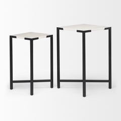 Lucas White/Black Marble Accent Tables (Set of 2) - Ornate Home