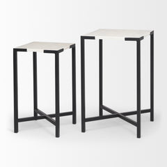 Lucas White/Black Marble Accent Tables (Set of 2) - Ornate Home