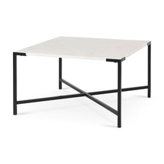 Lucas White/Black Marble Top Metal Base Coffee Table - Ornate Home