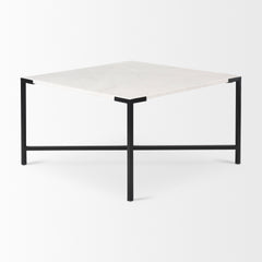 Lucas White/Black Marble Top Metal Base Coffee Table - Ornate Home