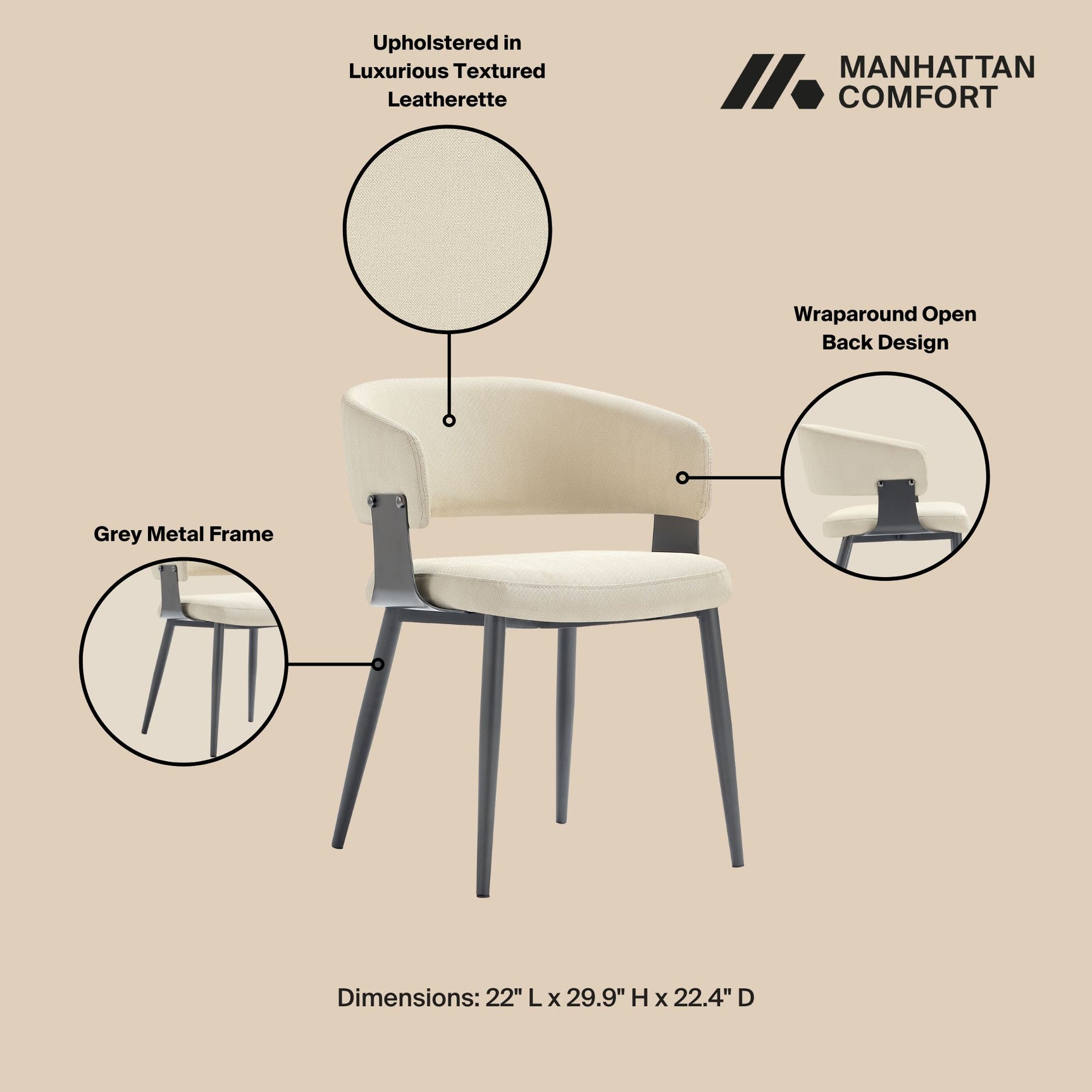 Luce Dining Chair in Sand (set of 2) - Ornate Home