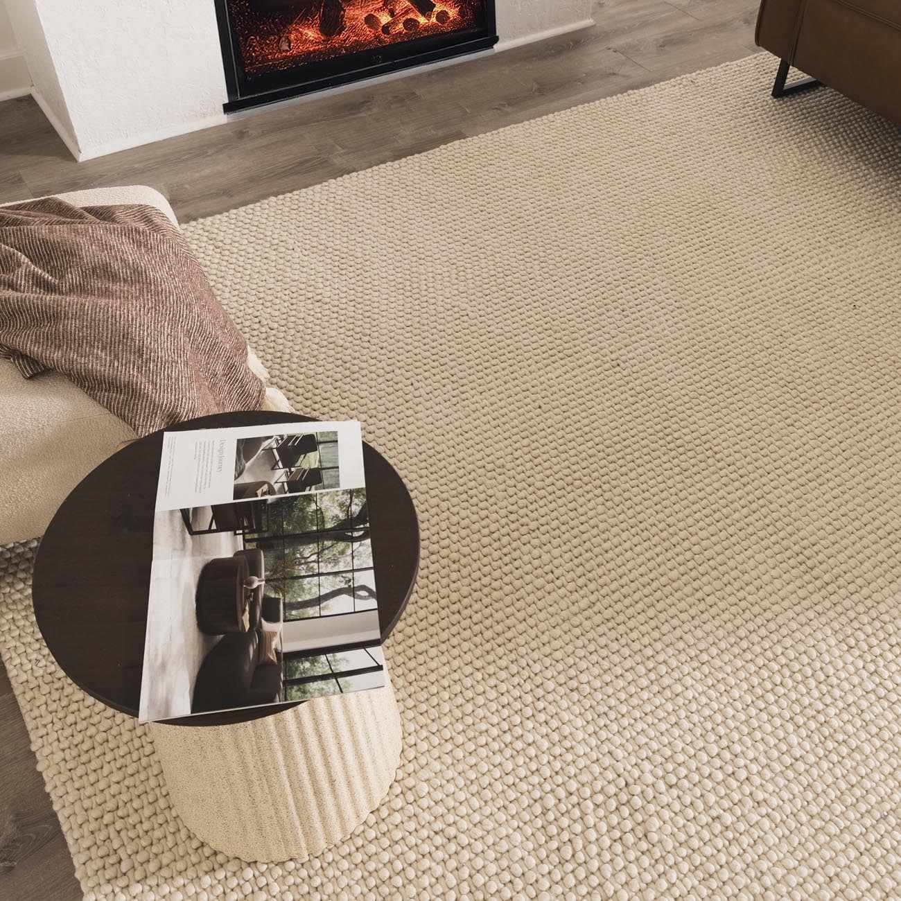 Lucerne Plain Cream Wool Rug LNE-1000 - Ornate Home