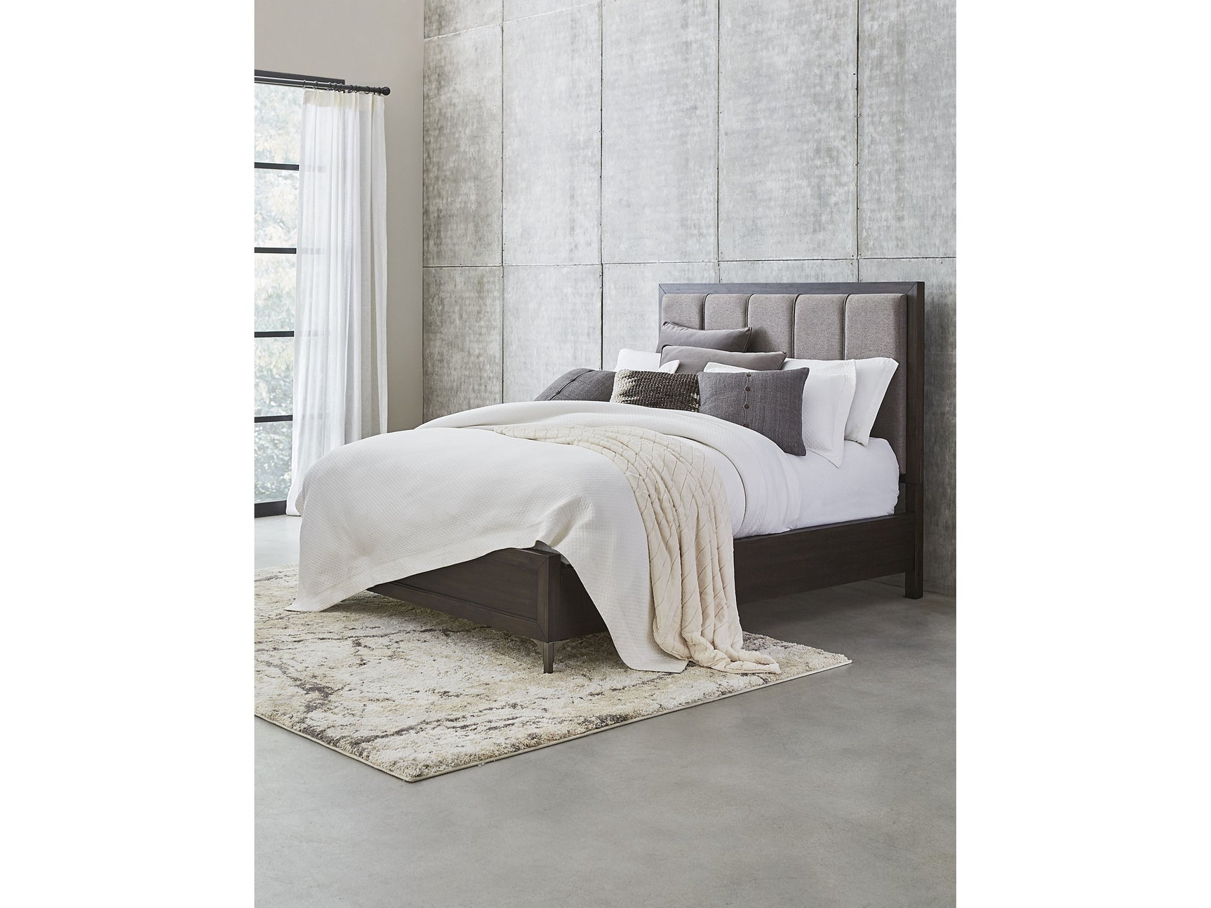 Lucerne Vintage Coffee King Upholstered Panel Bed - Ornate Home