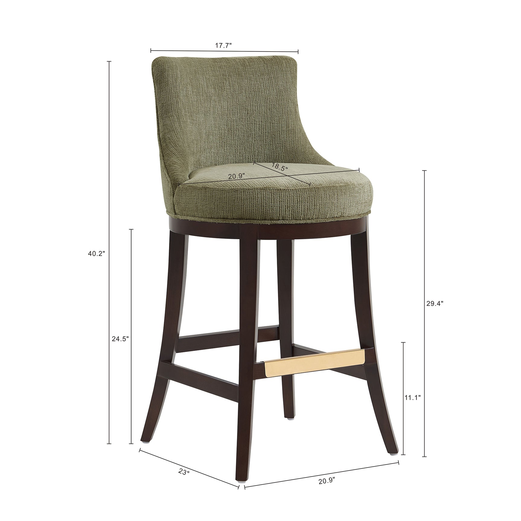 Lucia Barstool in Leaf Green (set of 2) - Ornate Home