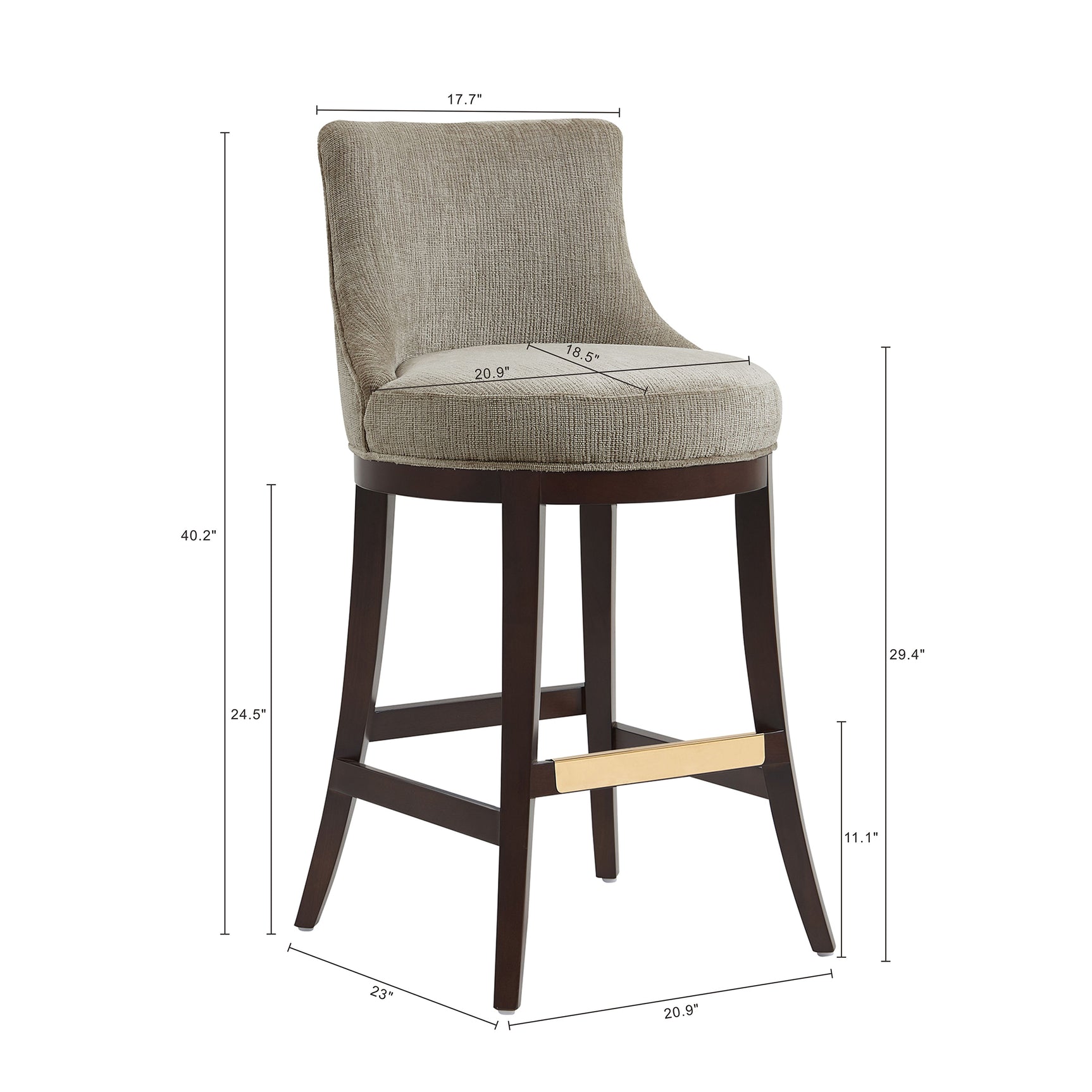 Lucia Barstool in Taupe (set of 2) - Ornate Home