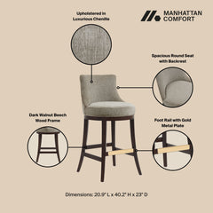 Lucia Barstool in Taupe (set of 2) - Ornate Home