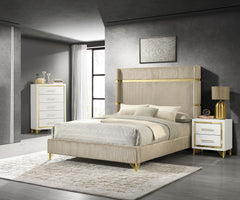 Lucia Beige And White 3-Piece Queen Bedroom Set - Ornate Home