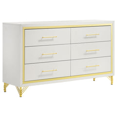 Lucia Beige / White 5-piece Eastern King Bedroom Set - Ornate Home
