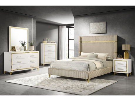 Lucia Beige / White 5-piece Queen Bedroom Set - Ornate Home