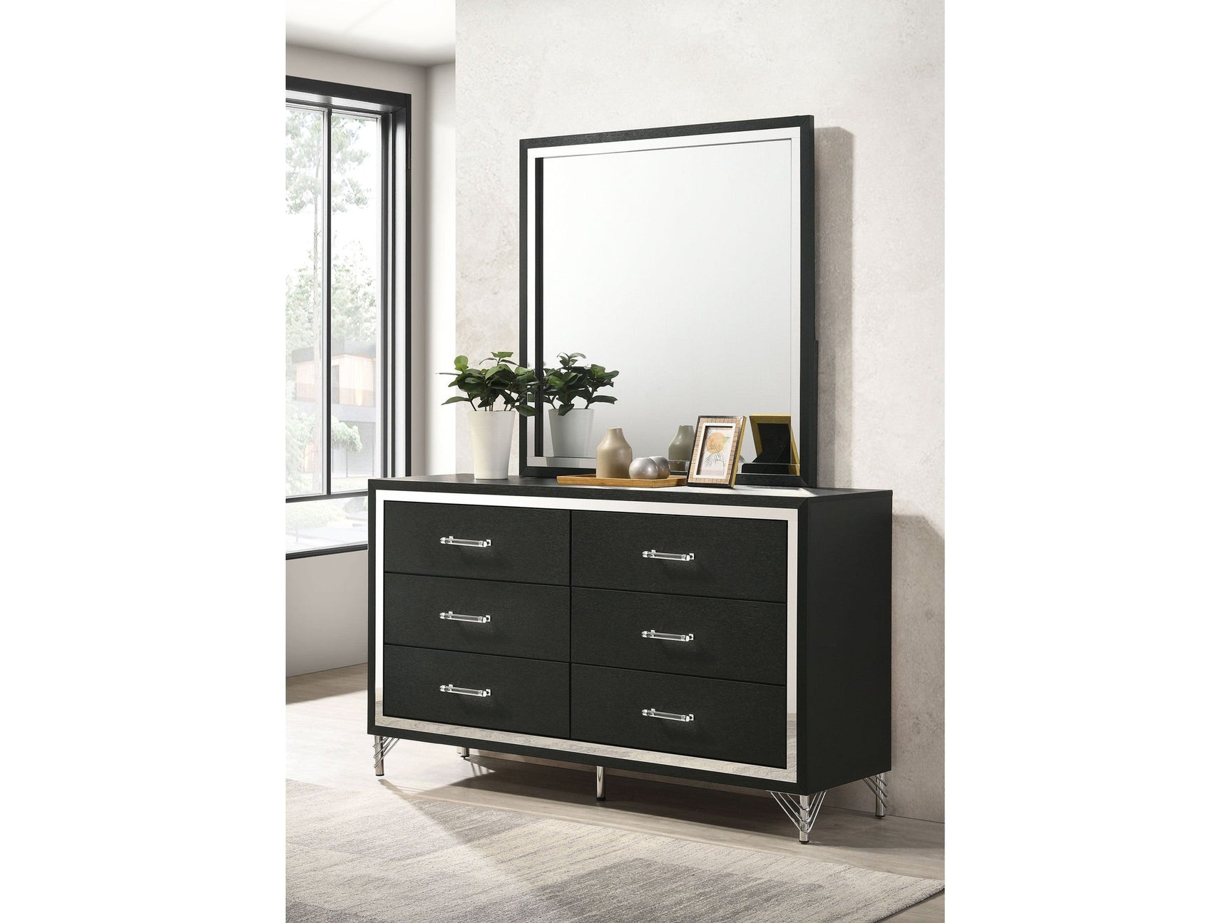 Lucia Black Dresser and Mirror - Ornate Home