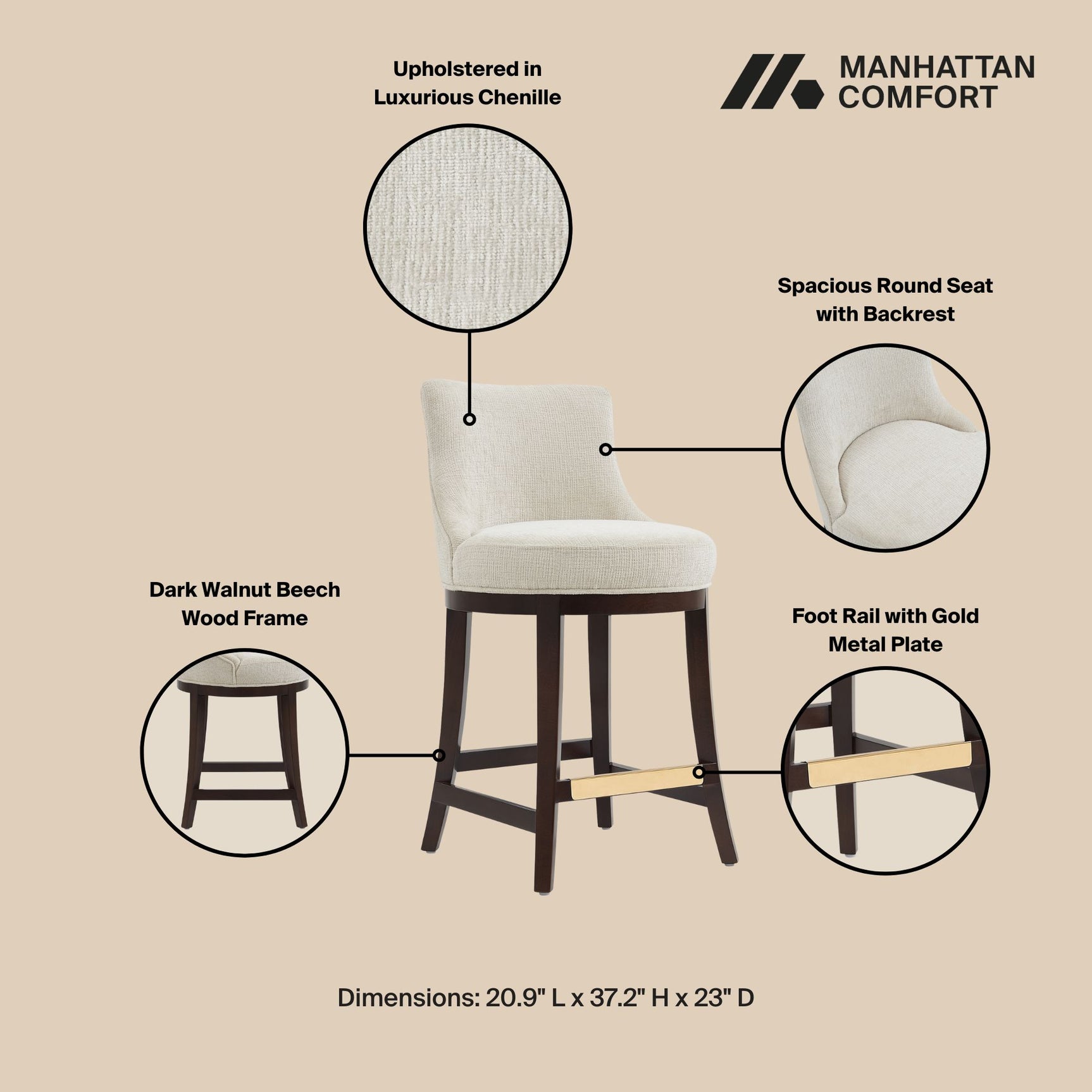 Lucia Counter Stool in Natural (set of 3) - Ornate Home