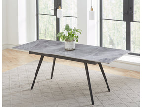 Lucia Extendable Stone Top Metal Leg Dining Table in Piedra and Black - Ornate Home
