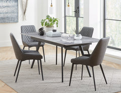 Lucia Extendable Stone Top Metal Leg Dining Table in Piedra and Black - Ornate Home