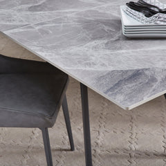 Lucia Extendable Stone Top Metal Leg Dining Table in Piedra and Black - Ornate Home