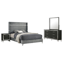 Lucia GREY 4-piece Eastern King Bedroom Set - Ornate Home