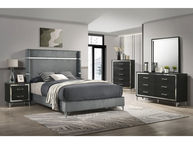 Lucia Grey 5-piece Eastern King Bedroom Set - Ornate Home