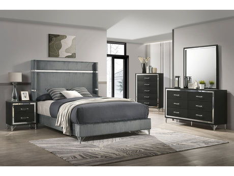Lucia Grey 5-piece Queen Bedroom Set - Ornate Home