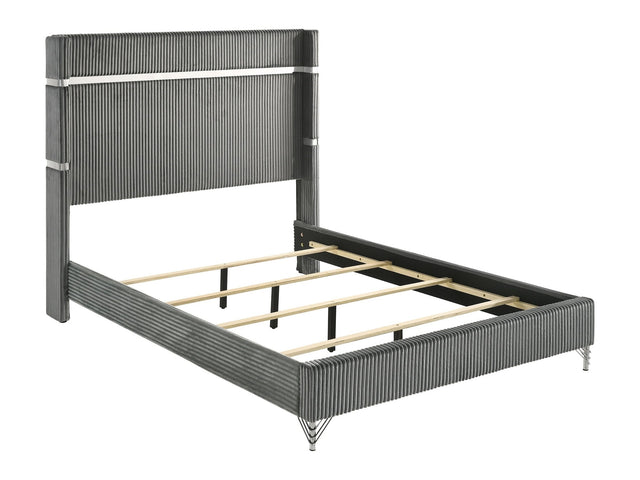 Lucia Grey Eastern King Upholstered Wingback Bed - Ornate Home