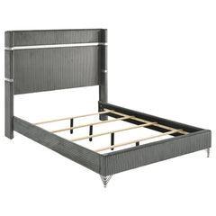 Lucia Grey Queen Upholstered Wingback Bed - Ornate Home