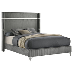 Lucia Grey Queen Upholstered Wingback Bed - Ornate Home