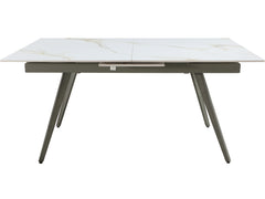 Lucia Polished Cappuccino/Gunmetal Extendable Stone Top Dining Table - Ornate Home
