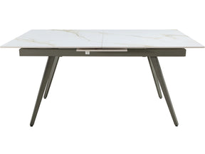 Lucia Polished Cappuccino/Gunmetal Extendable Stone Top Dining Table - Ornate Home