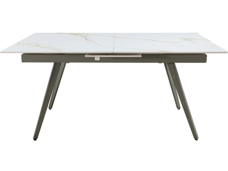 Lucia Polished Cappuccino/Gunmetal Extendable Stone Top Dining Table - Ornate Home