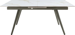 Lucia Polished Cappuccino/Gunmetal Extendable Stone Top Dining Table - Ornate Home