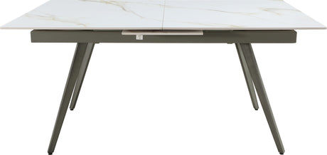 Lucia Polished Cappuccino/Gunmetal Extendable Stone Top Dining Table - Ornate Home