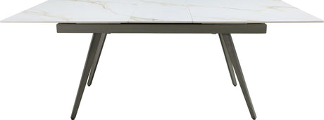 Lucia Polished Cappuccino/Gunmetal Extendable Stone Top Dining Table - Ornate Home