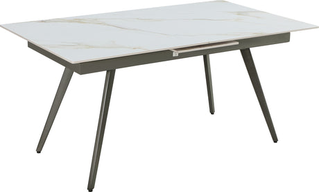 Lucia Polished Cappuccino/Gunmetal Extendable Stone Top Dining Table - Ornate Home