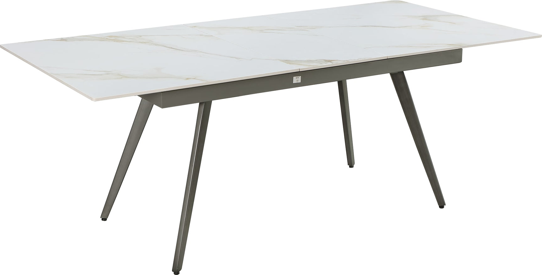 Lucia Polished Cappuccino/Gunmetal Extendable Stone Top Dining Table - Ornate Home