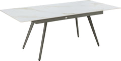 Lucia Polished Cappuccino/Gunmetal Extendable Stone Top Dining Table - Ornate Home