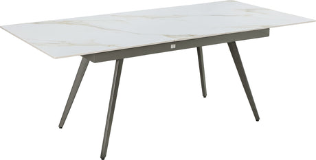 Lucia Polished Cappuccino/Gunmetal Extendable Stone Top Dining Table - Ornate Home